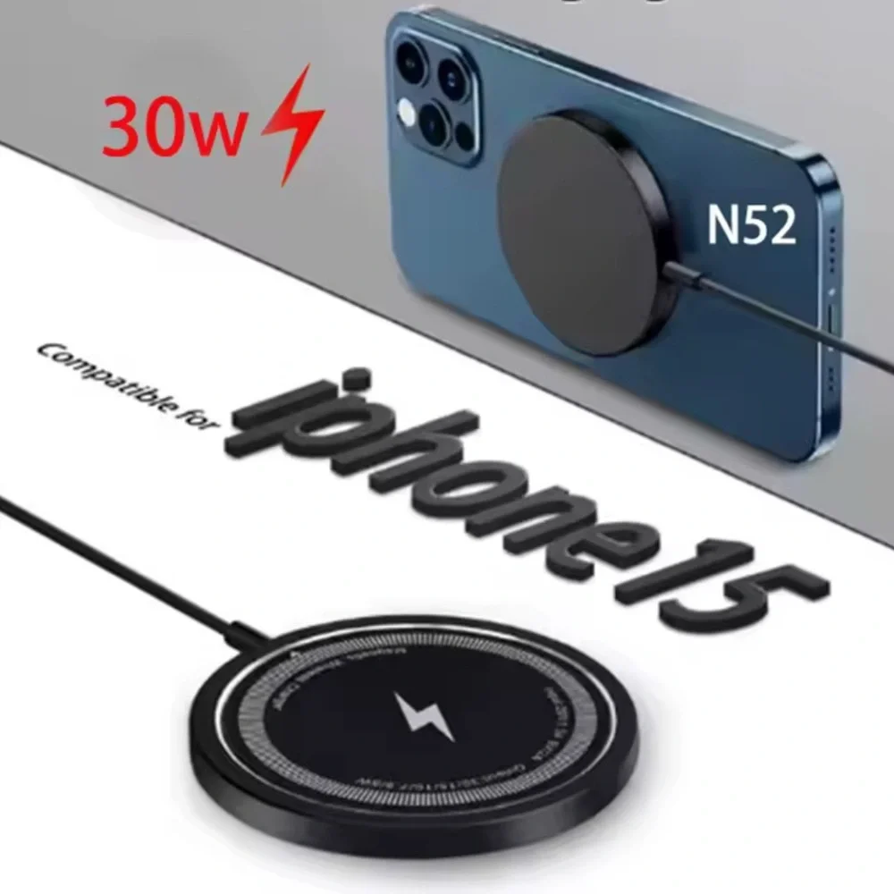 Magnetic Wireless Charger for All Phones - Black